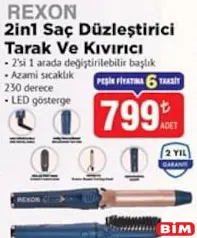 REXON 2İN1 SAÇ DÜZLEŞTİRİCİ TARAK VE KIVIRICI